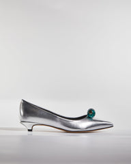 Bay Beads Metallic Kitten Heels In Silver