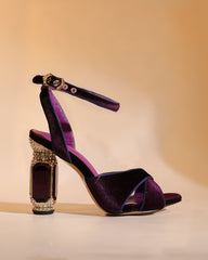Blythe Velvet Vintage Sandals In Purple