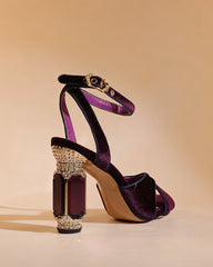 Blythe Velvet Vintage Sandals In Purple