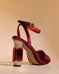 Blythe Velvet Vintage Sandals In Red