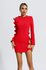 Asymmetric Cutout Hollow Bow Mini Dress