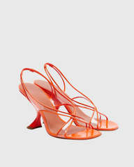 Cadoc Pvc Cross Slingback Flared Heels In Orange