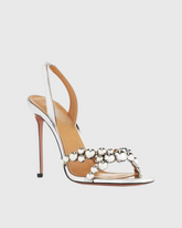 Cameo Beads Sandals In Silver