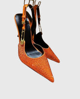 Costanza Rhinestone Embellished Slingback Pumps In Orange