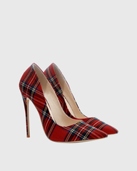 Doe Check Print Pumps In Red