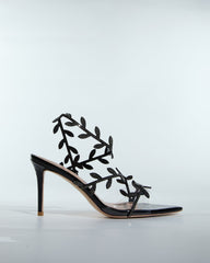 Ealar Rhinestone Leaf Sandals In Black