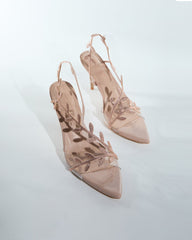 Ealar Rhinestone Leaf Slingback Sandals In Blush