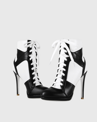 Ebba Splicing Lace Up Ankle Boots