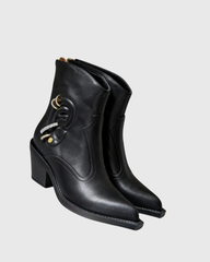 Eira Earring Western Ankle Boots In Black