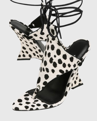 Eki Lace Up Wedge Sandals In Spot Print