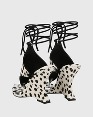 Eki Lace Up Wedge Sandals In Spot Print