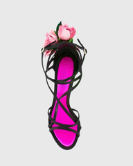 Elek Floral Strappy Satin Sandals In Purple