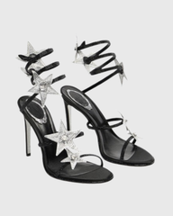 Elisa Star Snake Sandals In Black