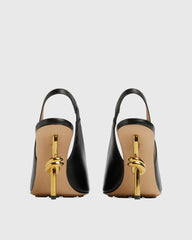 Fiamma Leather Metal Knot Sandals In Black