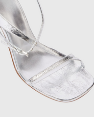 Fina Metallic Sculptural Heels In Silver