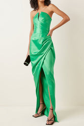 ALYIA SATIN SLIT ELEGANT DRESS