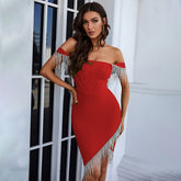 Alyia Strapless Chain One-shoulder Dress