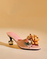 Harlow Flower Embellished Satin Mules