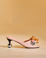 Harlow Flower Embellished Satin Mules