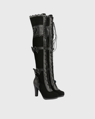 Hollis Bow Lace Up Boots In Black