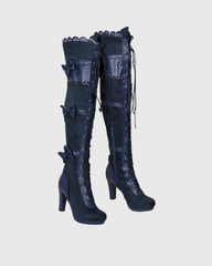 Hollis Bow Lace Up Boots In Blue