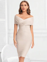 Meiga Off Shoulder Bandage Dress-Apri
