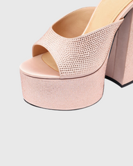 Ilenia Rhinestone Platform Sandals In Blush