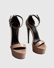 Imma Patent Leather Platform Sandals In Beige