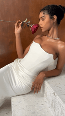 SERAPHINA CORSET SATIN ELEGANCE DRESS-WHITE