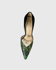 Itala Snake Print Vintage Pumps In Green