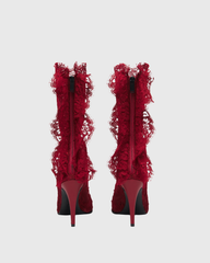 James Lace Ankle Boots In Bloody Red