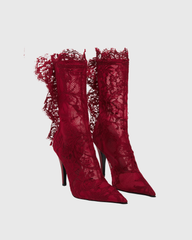 James Lace Ankle Boots In Bloody Red