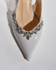 Sai Rhinestone Vine Slingback Pumps In Grey