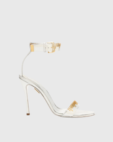 Kayla Metallic Tape Measure Strap Sandals