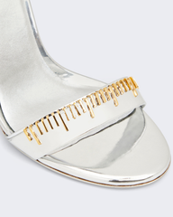 Kayla Metallic Tape Measure Strap Sandals