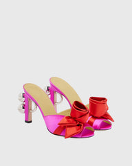 Keily Satin Flower Mules In Pink