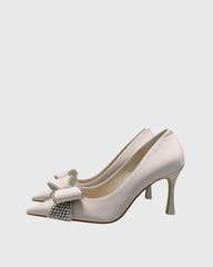 Kia Rhinestone Bow Pumps In White