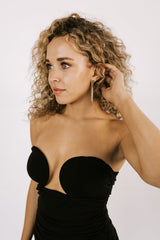 Chic Ruched Black Mini Party Dress