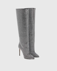 Laurenza Rhinestone Embellished Knee High Boots In Black