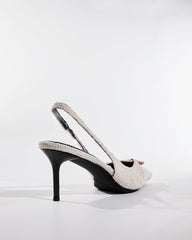 Leila Tweed Slingback Pumps In White