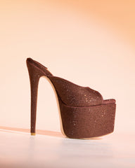 Leyla Diamente Sparkle Platform Mules In Brown