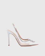Lido Rhinestone Embellished PVC Slingback Pumps In Silver
