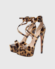 Lyla Leopard Print Cross Strap Platform Sandals