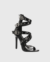 Macy Buckle Eyelet Cross Strap Sandals