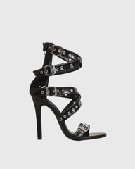 Macy Buckle Eyelet Cross Strap Sandals