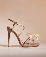 Maurizia Flower Cross Strap Sandals In Beige