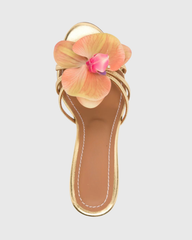 Maurizia Vintage Flower Mules In Gold