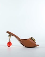 Milan Diamond Beads Heels In Brown