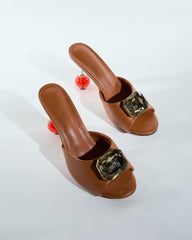 Milan Diamond Beads Heels In Brown