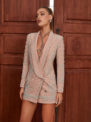 Helin Handmade Gorgeous Heavy Nailed Bead Suit Jacket